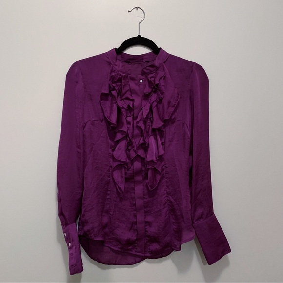 Purple Long-Sleeve Chiffon Blouse - Picture 4 of 7